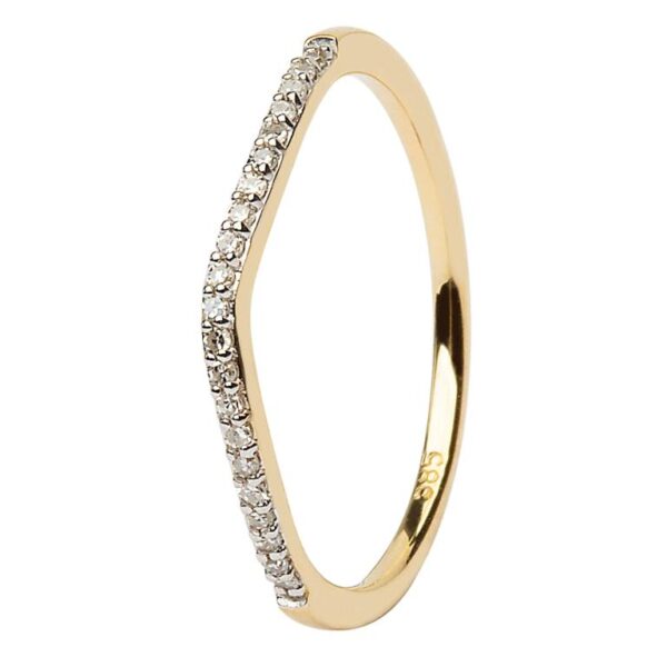 A gold ring with diamonds on it's side.