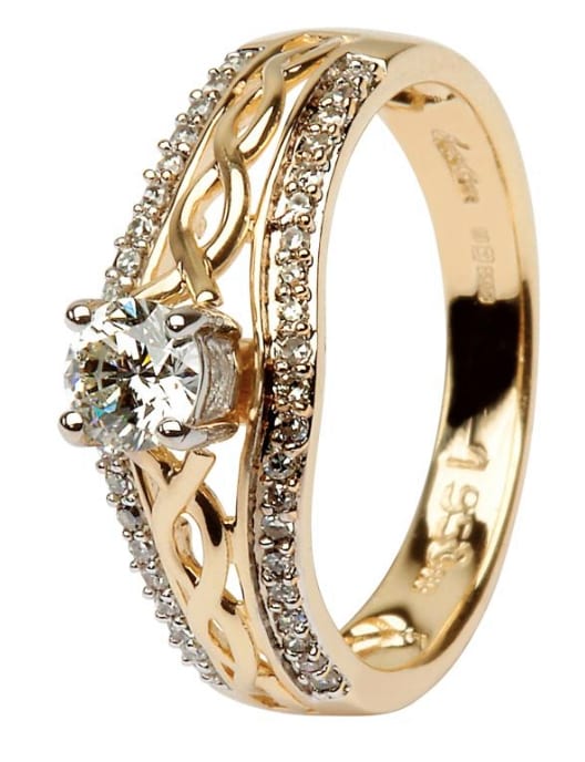 A gold ring with diamonds on it
