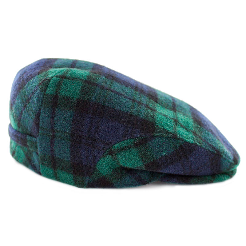 A green and blue plaid hat is shown.