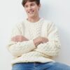 Traditional Merino Wool Aran Sweater- White