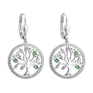 A pair of earrings with tree of life design.