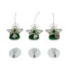 A set of three green glass angels with flowers.