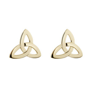 A pair of gold earrings with triangles