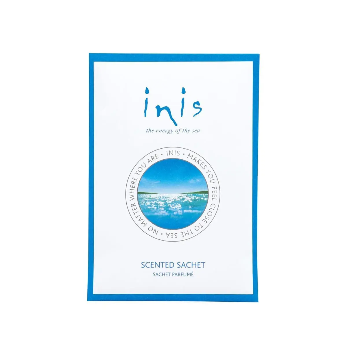 A blue and white picture of the front cover of inis.