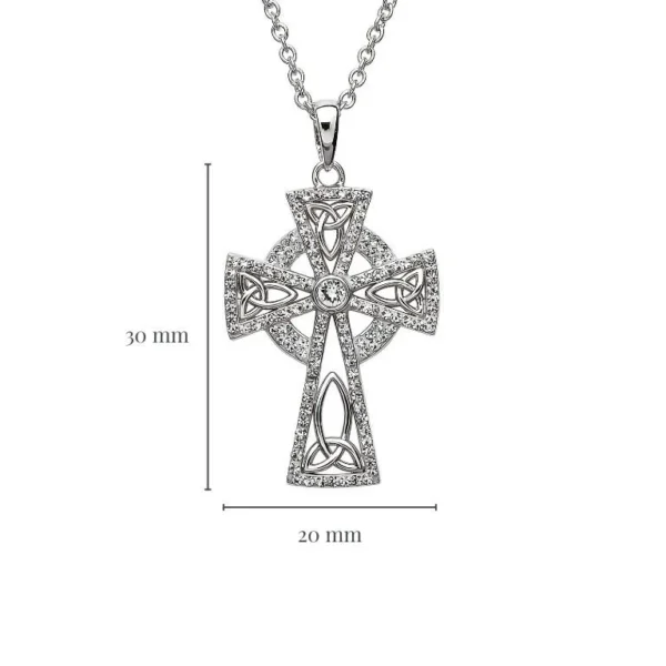 A cross is shown with the size of it.