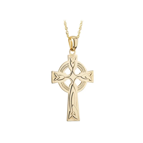 Celtic Cross Medium Hand Engraved 10k Gold - S4264