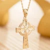 Celtic Cross Medium Hand Engraved 10k Gold - S4264 - Image 3