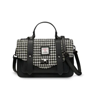 8312 Black and White Dogtooth Medium Satchel - A25