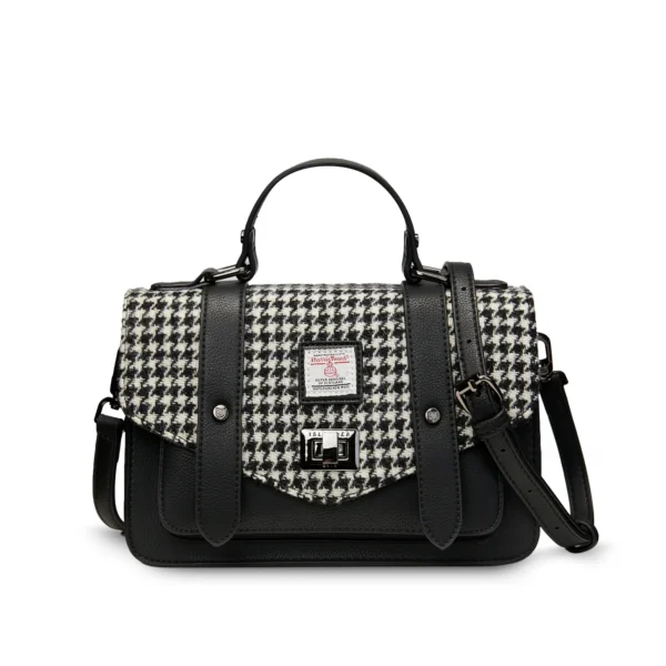 8312 Black and White Dogtooth Medium Satchel - A25