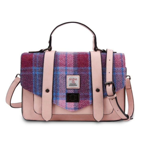 8333 Pink and Blue Tartan Large Satchel - A18