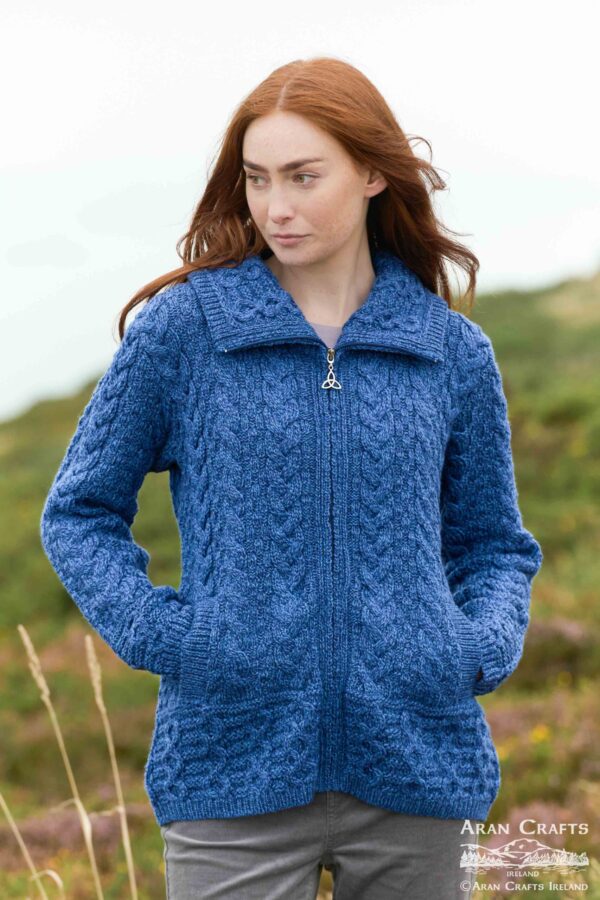 Louisburgh Double Collar Cardigan X5230 - Blue Marl - Image 2