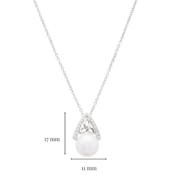 Intricate Sterling Silver Pearl Trinity Knot Pendant- SP2291 - Image 4
