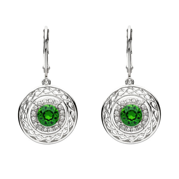 Sterling Silver Celtic Halo Earrings Adorned With Swarovski Crystal - SW166