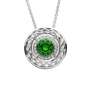 Sterling Silver Celtic Halo Pendant Adorned With Swarovski Crystals - SW165