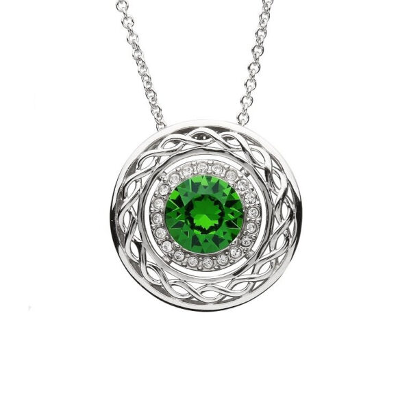 Sterling Silver Celtic Halo Pendant Adorned With Swarovski Crystals - SW165