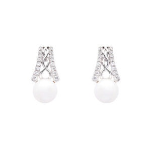 Intricate Sterling Silver Trinity Knot Stud Pearl Earrings - SE2294