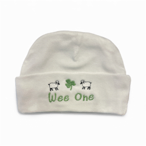 Embroidered Baby Knit Hat - Wee One White