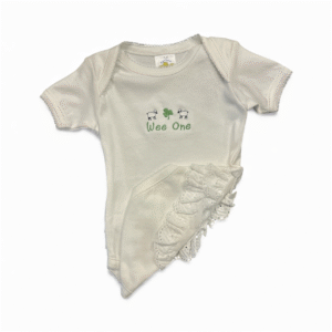 Embroidered Wee One Onesie with Ruffles - Girl