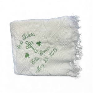Personalized Embroidered Birth/Baptismal Blanket - God Bless