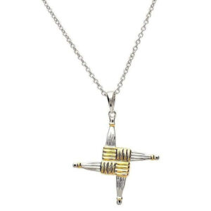 Silver & 14K Gold Plate St. Brigid Cross Pendant - SP2019