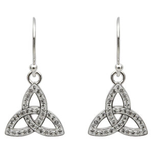 Sterling Silver Trinity Knot Drop Earrings Adorned With Swarovski Crystals ( Med)- SW43