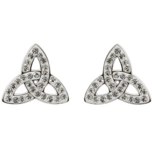 Sterling Silver Trinity Knot Stud Earrings Adorned With Swarovski Crystals  - SW42