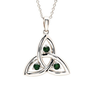 Sterling Silver with Green Cubic Zirconia Trinity Knot Necklace - SP007SH