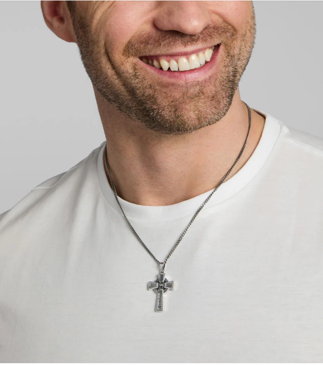 Mens Oxidized Silver Celtic Cross Pendant Large - S46456 - Image 2