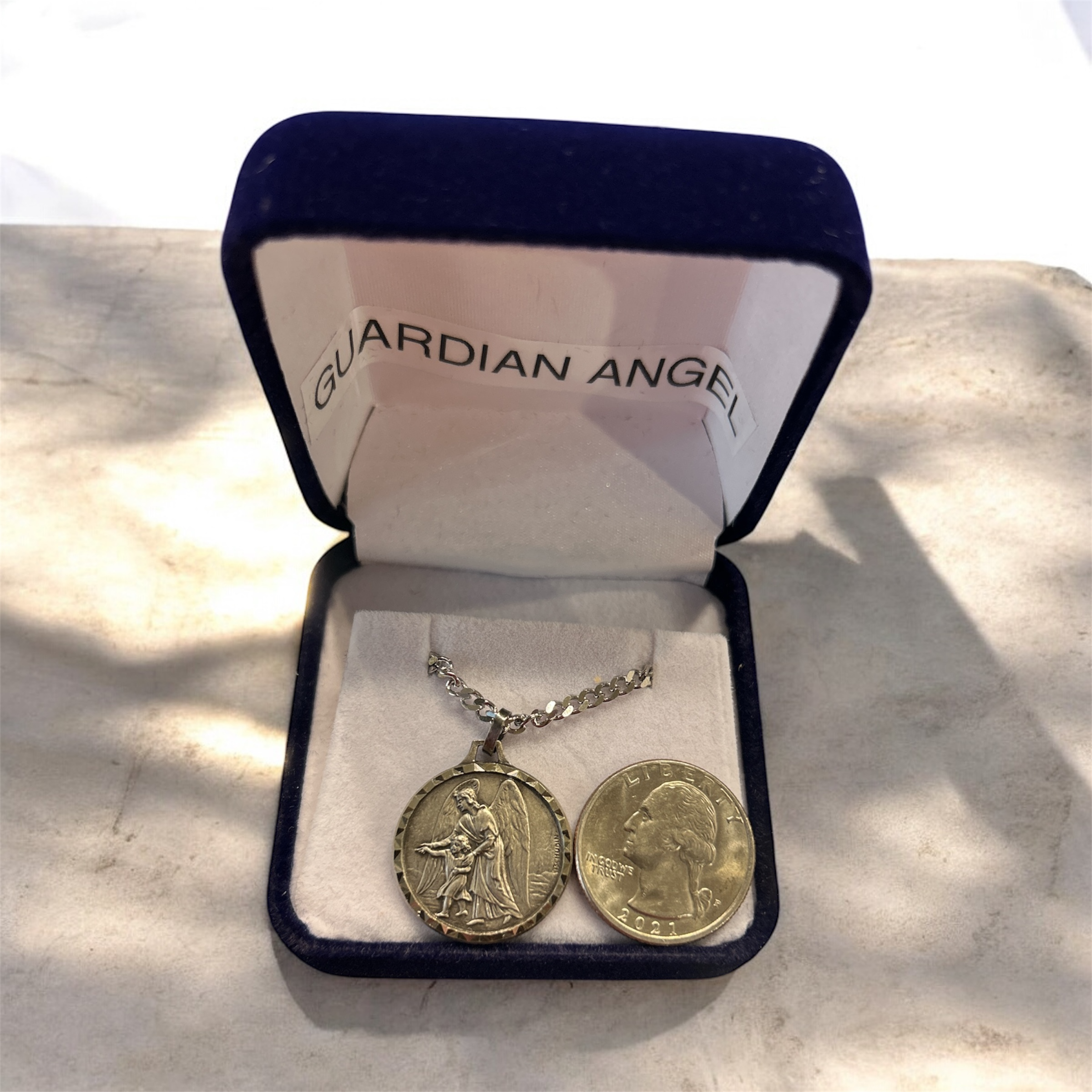 Guardian Angel French Nickel Silver Medal - Large - Image 2