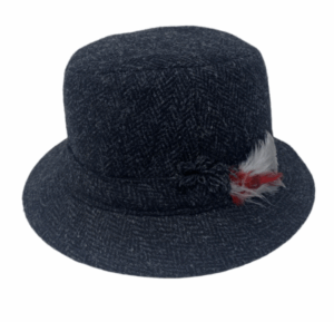 Hanna Hats Walking Hat - Black & Charcoal Herringbone