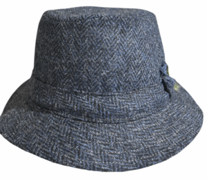Hanna Hats Walking Hat - Blue and Black Herringbone