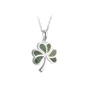 Connemara Marble Sterling Silver Shamrock Pendant - S44702