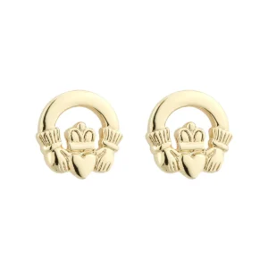 Gold Plated Claddagh Stud Earrings - S3215