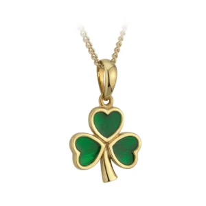 Gold Plated Enamel Shamrock Pendant - S4617