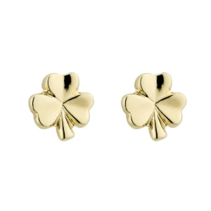 Gold Plated Tiny Shamrock Stud Earrings - S3239