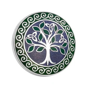 Rhodium Plated Book of Kells Enamel Tree of Life Brooch - S10006B