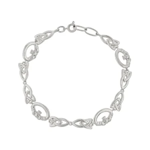 Silver bracelet with Celtic knot design.