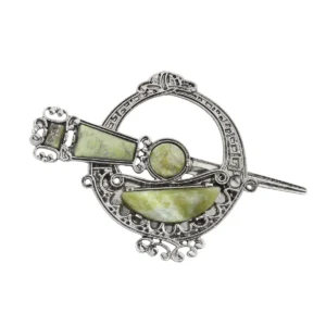 Rhodium Plated Connemara Marble Tara Brooch - S1979