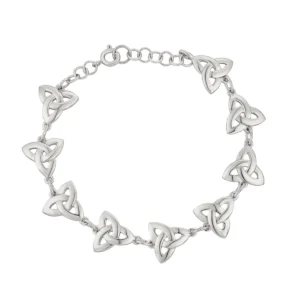 Silver bracelet with Celtic knot design.