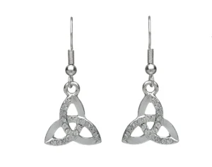 Silver Plated CZ Trinity Knot Drop Earrings – SPE303
