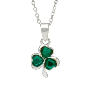 Silver Plated Green Stone Shamrock Pendant - SPP310
