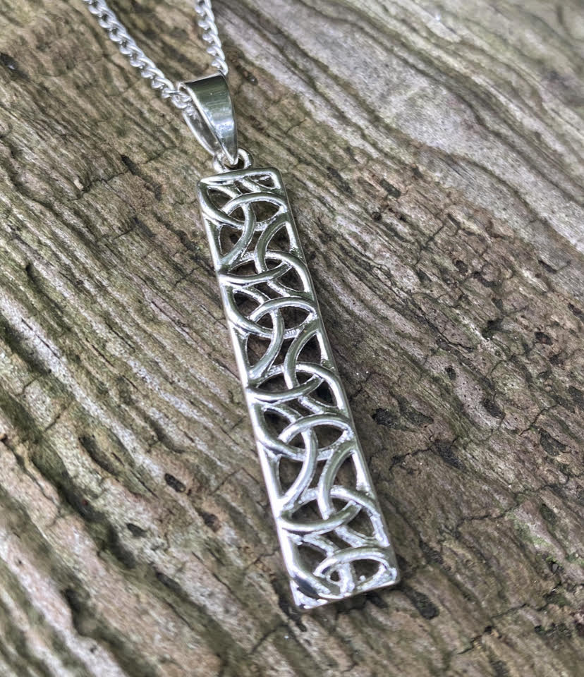 Silver Plated Long Trinity Knot Pendant - SPP404 - Image 2