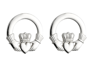Sterling Silver Claddagh Stud Earrings Large - S3325