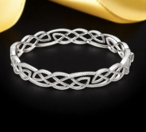 Sterling Silver Interlaced CZ Bangle - BB62