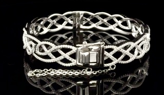 Sterling Silver Interlaced CZ Bangle - BB62 - Image 3