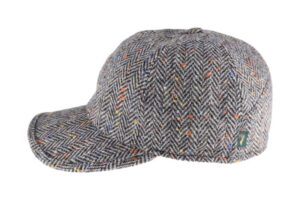 Mucros Baseball Cap - Black and White Herringbone 1