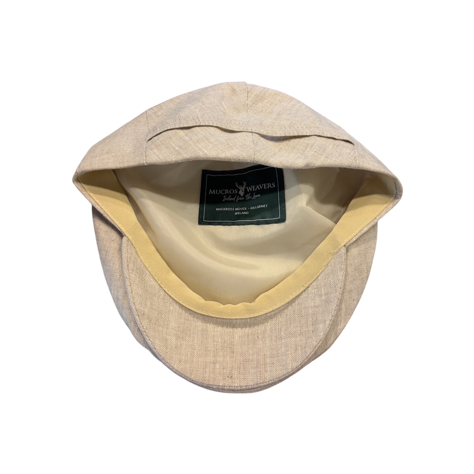 Mucros Weaver Trinity Linen Flat Cap - Natural - Image 3