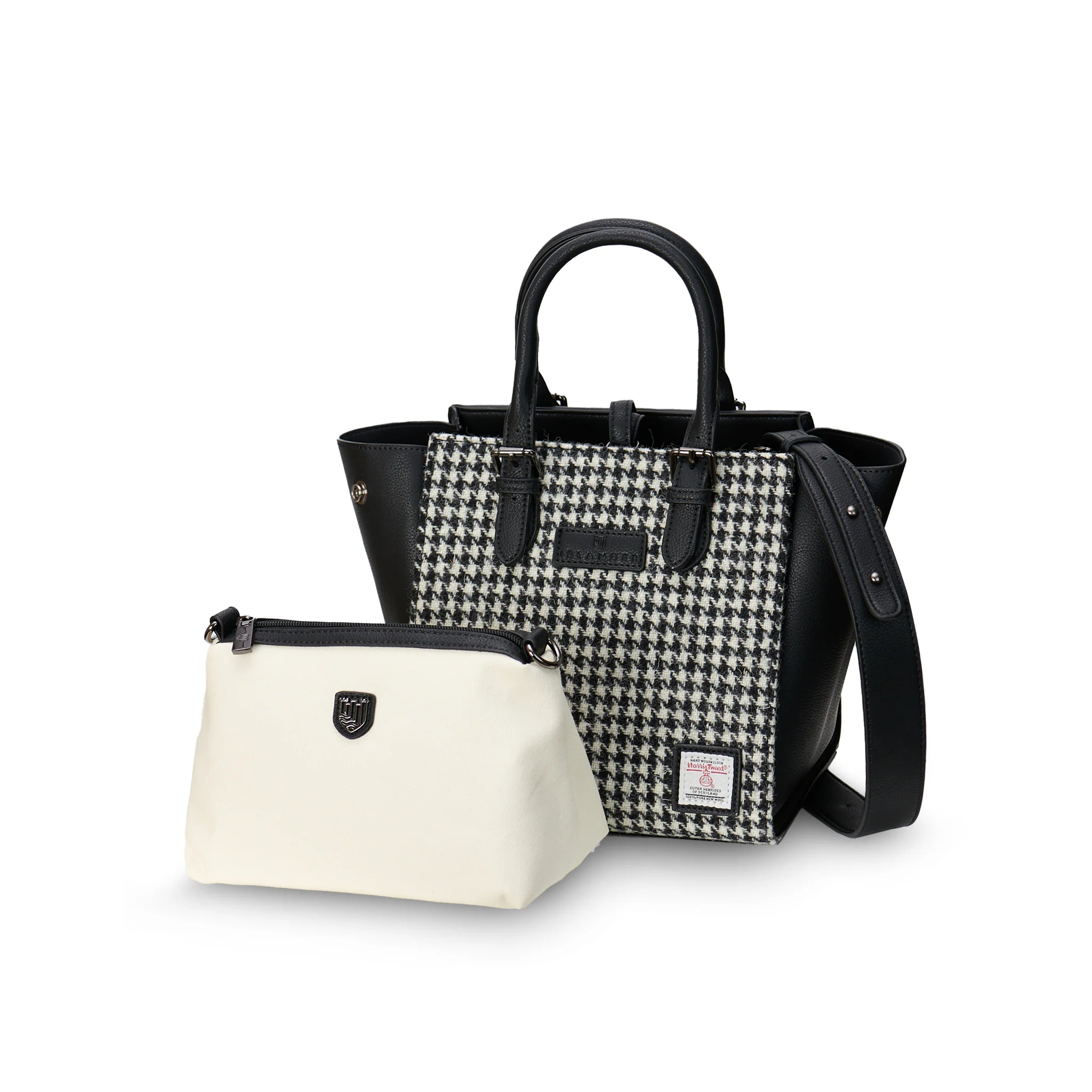 8360 Black and White Dogtooth Medium Caillie Tote - A25 - Image 2