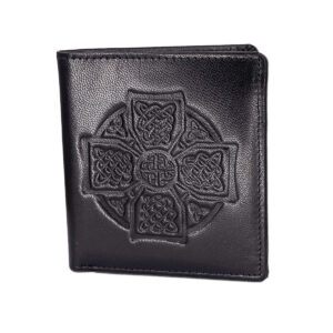 Celtic Cross Leather Wallet - Black