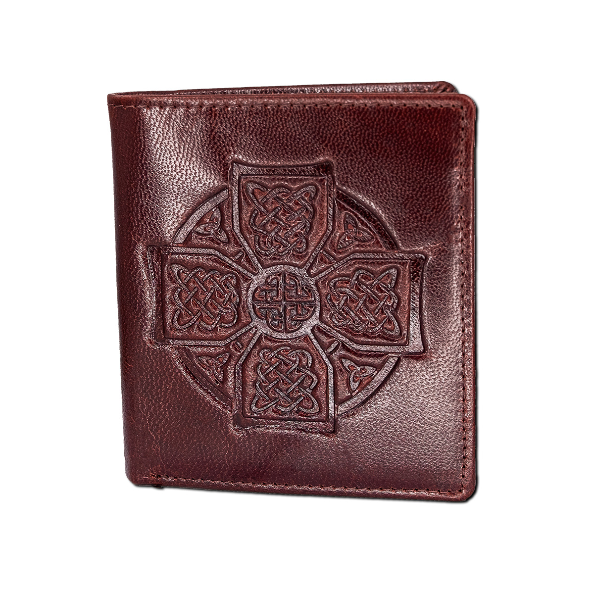Celtic Cross Leather Wallet - Brown
